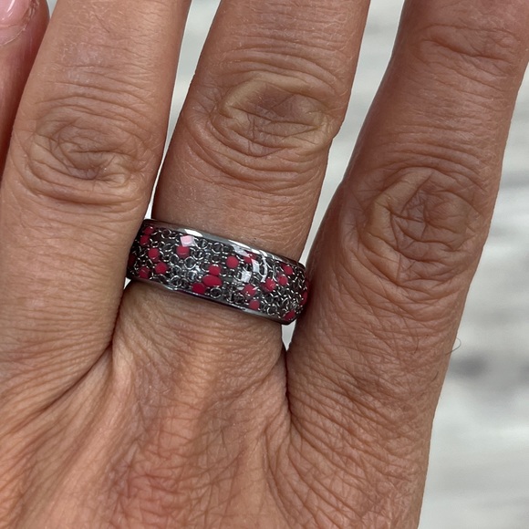 New 8mm Tungsten dome cable chain Red Beads inlay sizes 7 to 15 - Picture 8 of 10